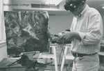 Bridgewater College, A student using a power tool to create art, circa 1970 by Bridgewater College