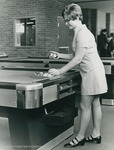 Bridgewater College, Dan Legge (photographer), Portrait of Joanne Barron at a pool table, 1970 by Dan Legge