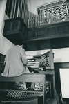 Bridgewater College, Photograph of Dr. John Barr playing the widely-acclaimed three-manual Moller organ in Cole Hall, undated by Bridgewater College