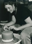Bridgewater College, Erin Garvey (photographer), Photograph of Sharon K. Barrett at a pottery wheel, circa 1978 by Erin Garvey