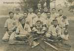 Photograph postcard stated to show the Bridgewater College baseball team circa 1918 by Bridgewater College