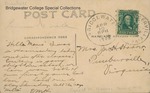 Back of Ernest M. Hoover postcard to his mother showing Bridgewater College baseball team, April 1908 by Bridgewater College