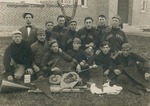 Front of Ernest M. Hoover postcard to his mother showing Bridgewater College baseball team, April 1908 by Bridgewater College