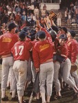 Bridgewater College 1986 baseball team celebrating after winning the Championship by Bridgewater College