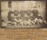 Bridgewater College men's basketball team with marked matting, 1905 by Bridgewater College