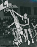 Bridgewater College, Chris Lydle (photographer), Men's basketball action photograph featuring Jim Hawley and a Randolph Macon opponent, circa 1966 by Chris Lydle