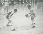 Bridgewater College, Chris Lydle (photographer), Men's basketball action photograph featuring team captain Jim Hawley, circa 1966 by Chris Lydle