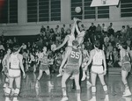 Bridgewater College, Joe Powell (photographer), Men's basketball action photograph featuring Center Jim Wampler, circa 1968 by Joe Powell