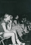 Bridgewater College, Denise Taylor (photographer), Coach Laura Mapp and women's basketball team watching a game, 1975 by Denise Taylor