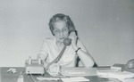 Bridgewater College, Photograph of Bertha Pence Showalter working the Phonathon, 1981 by Bridgewater College