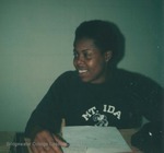 Bridgewater College, Polaroid photograph of Pam Love at the Phonathon, circa 1979