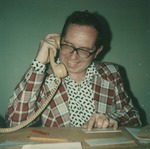 Bridgewater College, Polaroid photograph of Dr. John Barr at the Phonathon, circa 1979 by Bridgewater College
