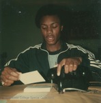 Bridgewater College, Polaroid photograph of Rodney Todd at the Phonathon, circa 1979