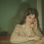 Bridgewater College, Polaroid photograph of Gwendolyn Brumbaugh at the Phonathon, circa 1979