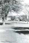 Bridgewater College, Student walking with Blue Ridge Hall in distance, circa 1973 by Bridgewater College