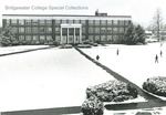 Bridgewater College, Students on snowy mall with Bowman Hall in background, undated by Bridgewater College