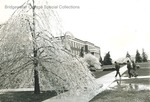 Bridgewater College, Students approaching Bowman Hall after ice storm, undated by Bridgewater College