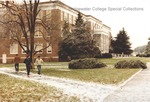Bridgewater College, Students walking out south side of Bowman Hall, circa 1985 by Bridgewater College