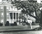 Bridgewater College, Students under tree outside Bowman Hall, circa 1978 by Bridgewater College
