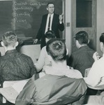 Bridgewater College, Photograph of Economics and Business professor Robert E. Coleberd Jr. and class, early 1960s by Bridgewater College