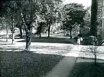 Bridgewater College, Students passing in front of Founders' Hall, 1951 by Bridgewater College