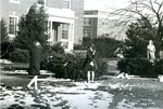 Bridgewater College, Dan Legge (photographer), women's snowball fight in front of Blue Ridge Hall, Class of 1971, circa 1968 by Dan Legge