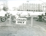 Bridgewater College, Dan Legge (photographer), cycles only parking, circa 1968 by Dan Legge