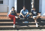 Bridgewater College, Students sitting on steps to Bowman Hall, 18 March 1986 by Bridgewater College