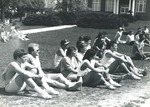 Bridgewater College, Students seated on lawn for Beach bash, 12 April 1986 by Bridgewater College