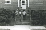 Bridgewater College, Parents and students standing on staircase on move-in day, September 1985 by Bridgewater College