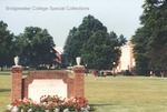 Bridgewater College, Students on campus mall behind entrance sign, probably 10 July 1992 by Bridgewater College