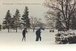 Bridgewater College, Students walking across campus mall in snow, 10 December 1992 by Bridgewater College