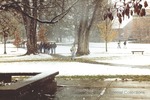 Bridgewater College, Students walking across campus while snowing, 14 November 1992 by Bridgewater College