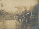 Bridgewater College, A student hanging off a buggy on a group visit to Stribling Springs, undated by Bridgewater College