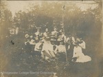 Bridgewater College, An outdoor group holding autumn leaves, probably early 20th century by Bridgewater College