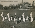 Bridgewater College, Group Portrait of cheerleaders at the 20-yard line, circa 1950 by Bridgewater College