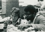Bridgewater College, Pat Churchman (photographer), Barbara Wise and an unidentified student in the chemistry lab, circa 1980 by Pat Churchman