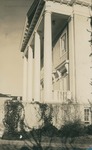 Bridgewater College, Angled view of Cole Hall columns and entablature, circa 1942 by Bridgewater College