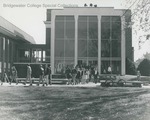 Bridgewater College, Dan Legge (photographer), group exiting Cole Hall, circa 1970 by Dan Legge