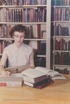 Bridgewater College, Kodacolor enlargement of unidentified student studying in BC library in Cole Hall, July 1959 by Bridgewater College