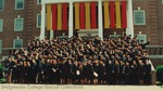 Bridgewater College, Group portrait of the graduating Class of 2000 cheering, 21 May 2000