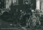 Bridgewater College, Gary Walter (photographer), Photograph of Chaplain Willard Dulabaum on his bicycle, undated by Gary Walter