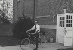 Bridgewater College, Gary Walter (photographer), Photograph of Dr. Donald L. Deardorff on his bicycle, undated by Gary Walter
