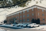 Bridgewater College, Cars in snow outside Dillon Hall, February 1986 by Bridgewater College