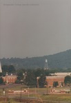 Bridgewater College entry gates and campus with water tower in distance, 10 July 1992 by Bridgewater College