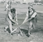 Bridgewater College, Richard Geib (photographer), Field hockey action shot with Becky Fifer, circa 1967 by Richard Geib