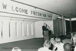 Bridgewater College, President Wayne F. Geisert welcoming first year and transfer students, Sept 1985 by Bridgewater College