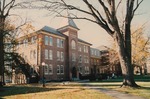 Bridgewater College, Flory Hall front with people in distance, 12 November 1990 by Bridgewater College