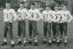 Bridgewater College, Portrait of six football players, early 1950s by Bridgewater College