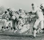 Bridgewater College, Football action photograph featuring Barry Myers and Yager Marks, circa 1966 by Bridgewater College